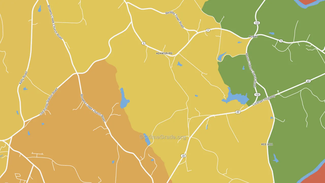Adamsburg, SC Map of Burglary Rates