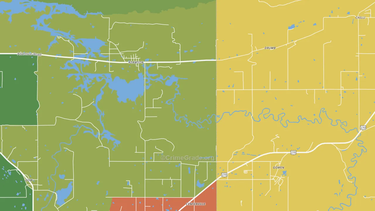 Adamson, OK Map of Burglary Rates