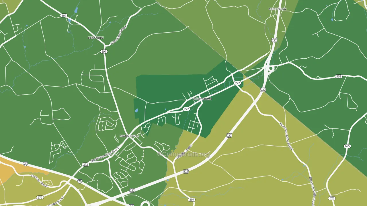 Adamstown, PA Map of Burglary Rates