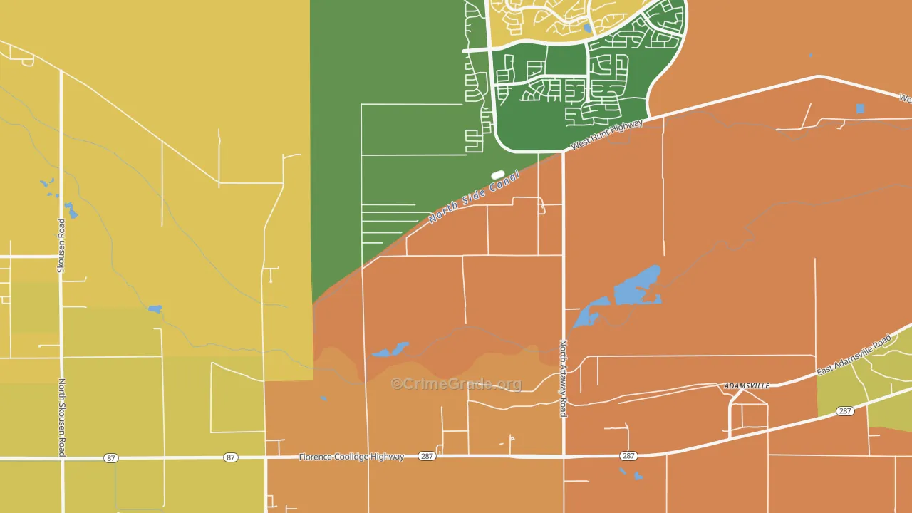 Adamsville, AZ Map of Burglary Rates