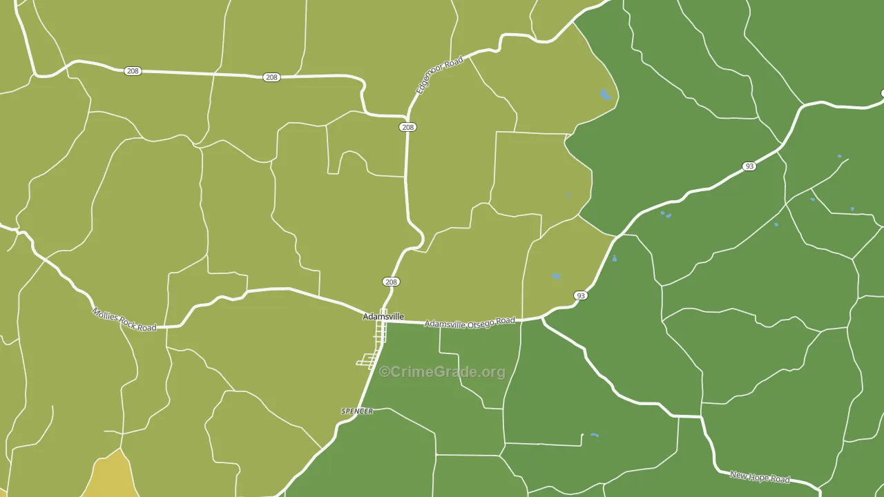 Adamsville, OH Map of Burglary Rates