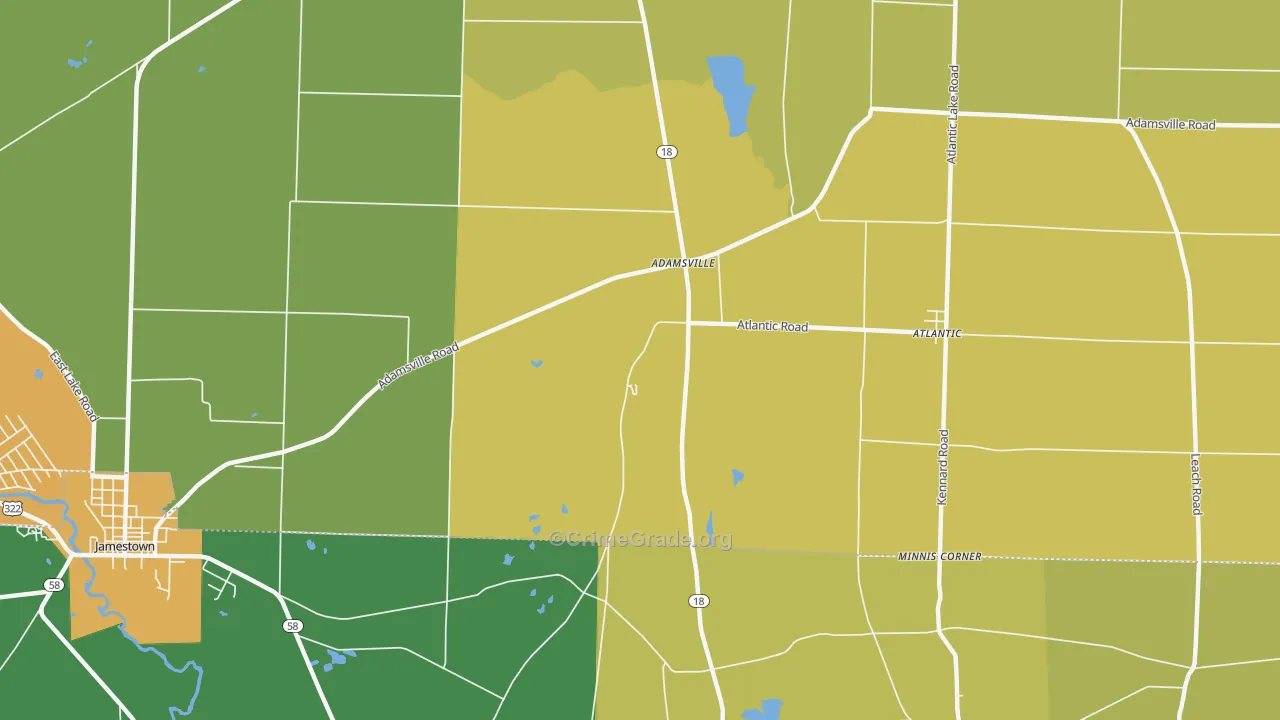 Adamsville, PA Map of Burglary Rates