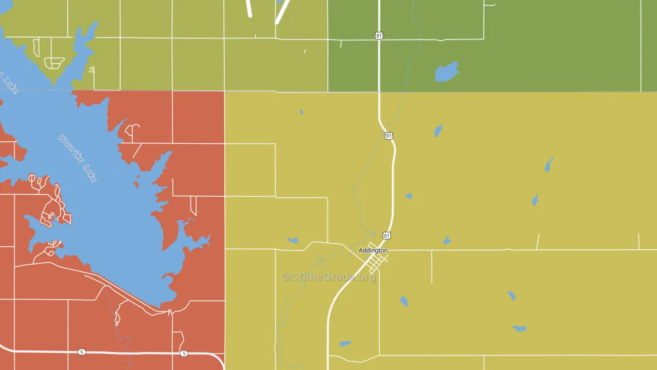 Addington, OK Map of Burglary Rates