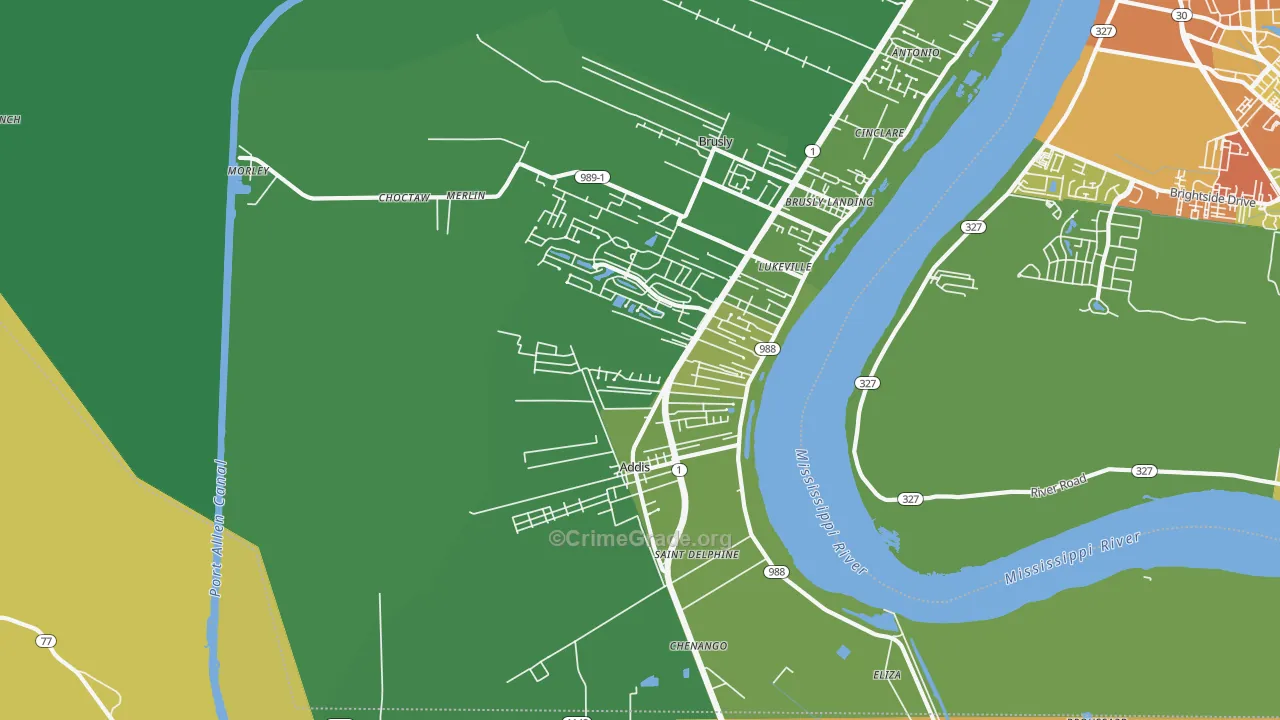 Addis, LA Map of Burglary Rates