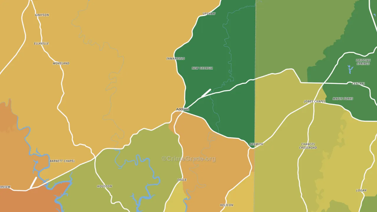 Addison, AL Map of Burglary Rates
