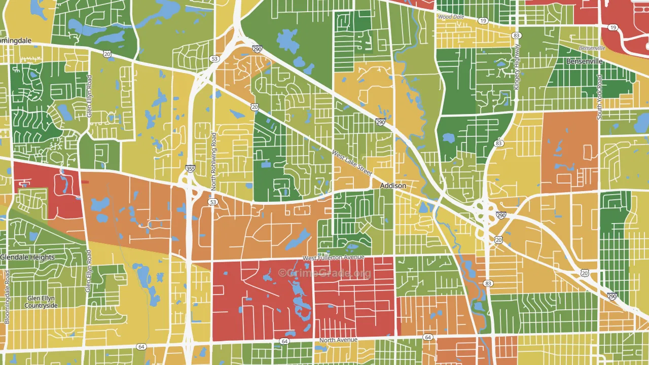 Addison, IL Map of Burglary Rates