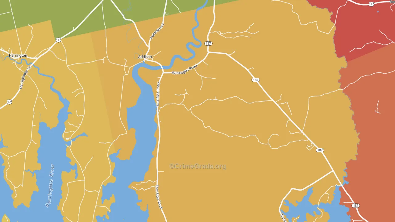 Addison, ME Map of Burglary Rates