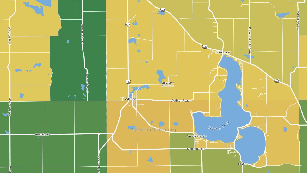 Addison, MI Map of Burglary Rates