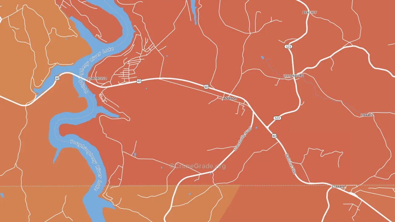 Addison, PA Map of Burglary Rates