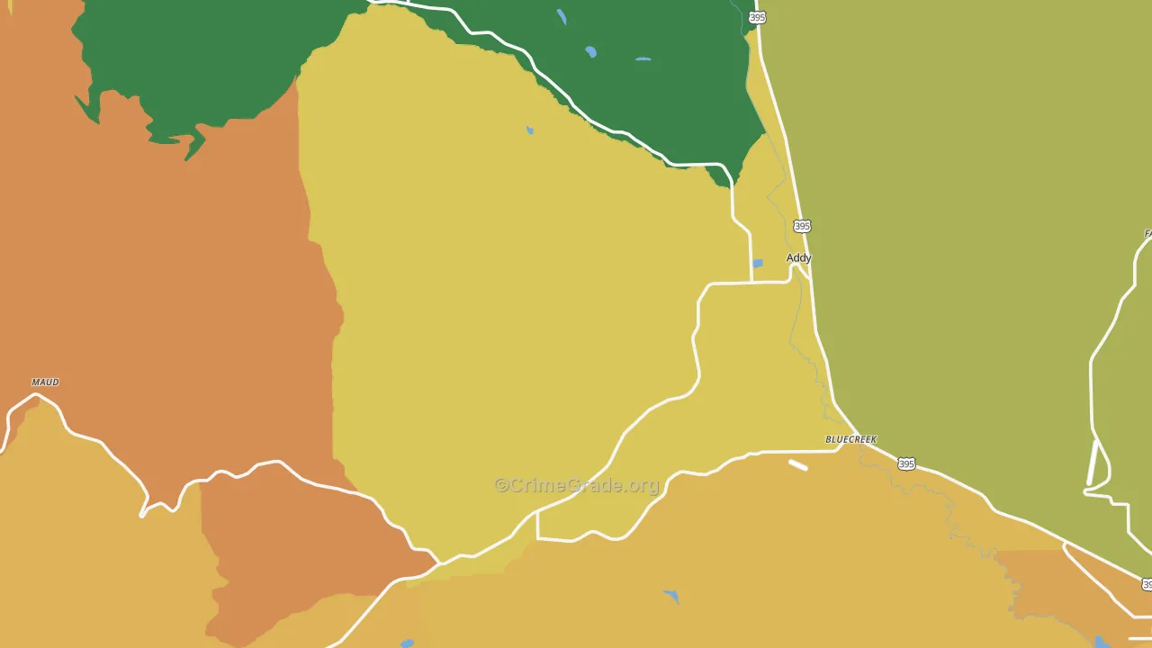 Addy, WA Map of Burglary Rates
