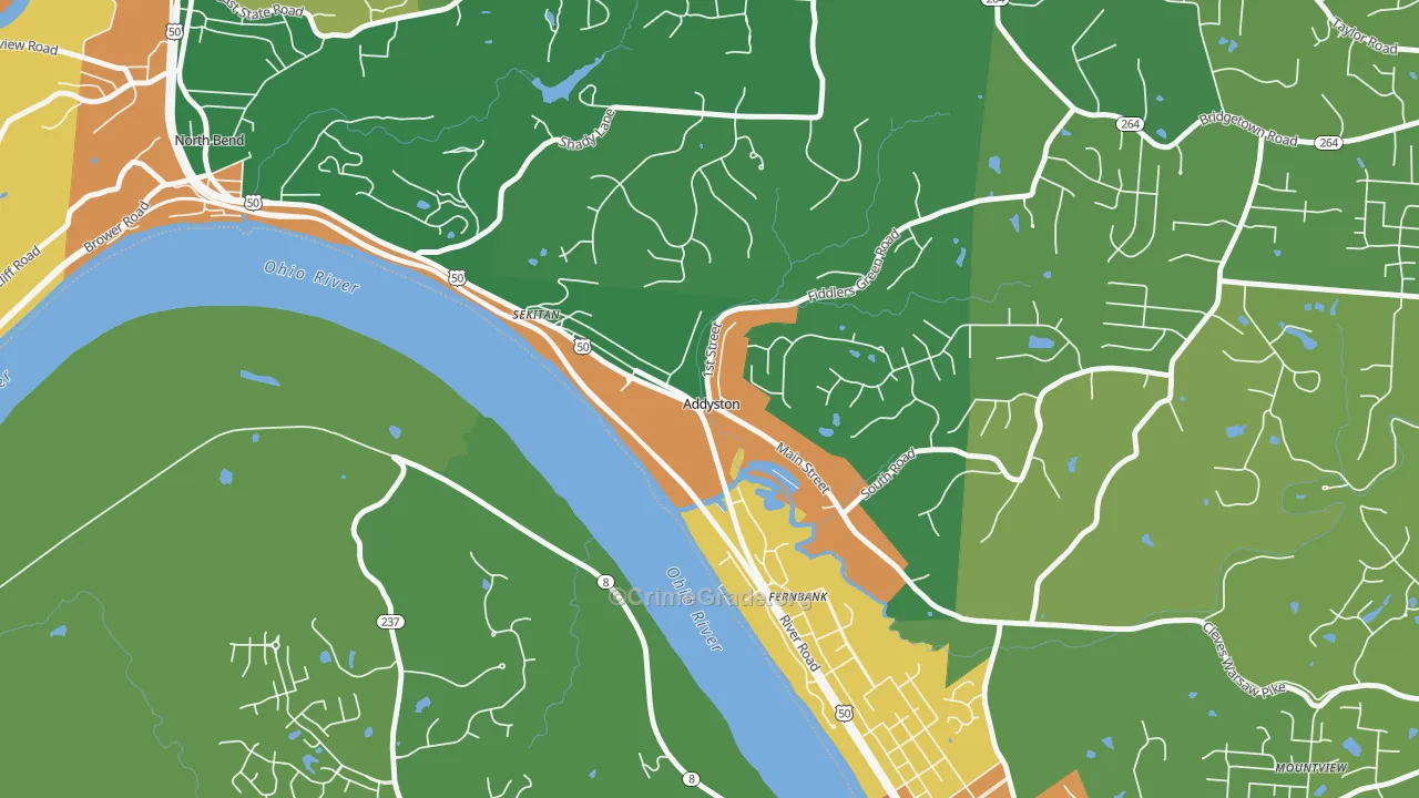Addyston, OH Map of Burglary Rates
