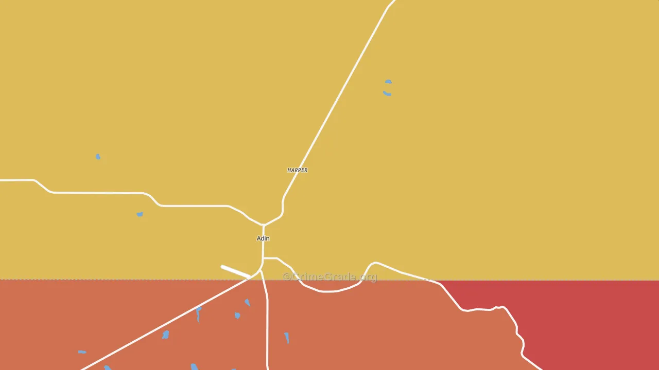 Adin, CA Map of Burglary Rates