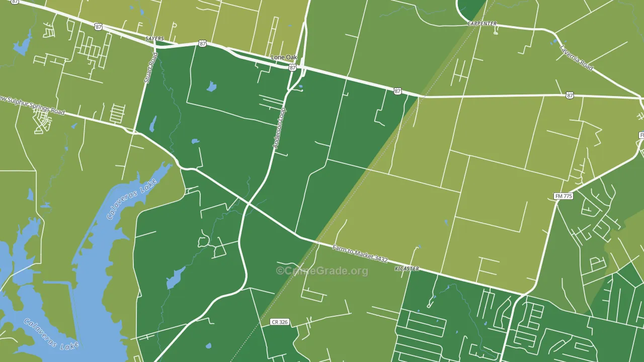 Adkins, TX Map of Burglary Rates