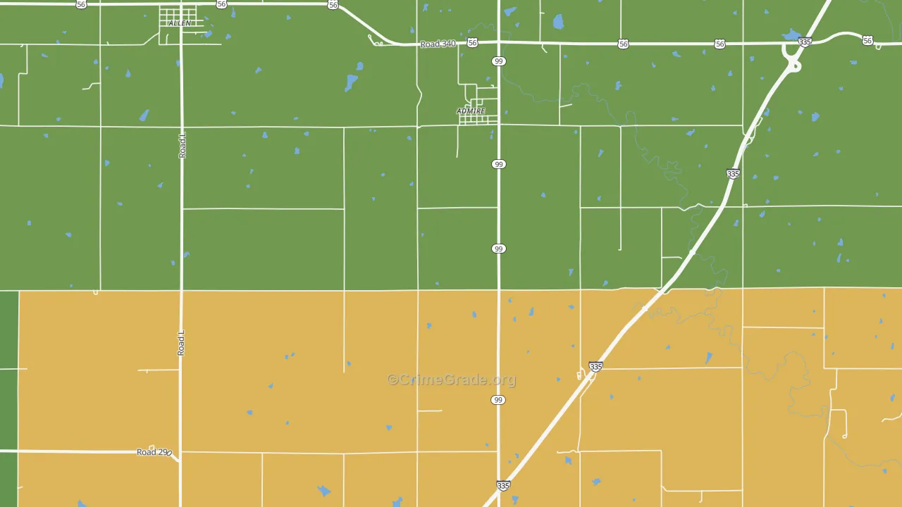 Admire, KS Map of Burglary Rates
