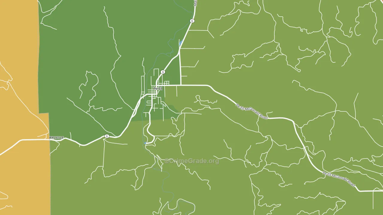 Adna, WA Map of Burglary Rates