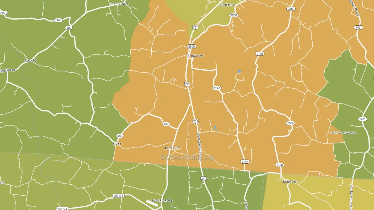 Adolphus, KY Map of Burglary Rates