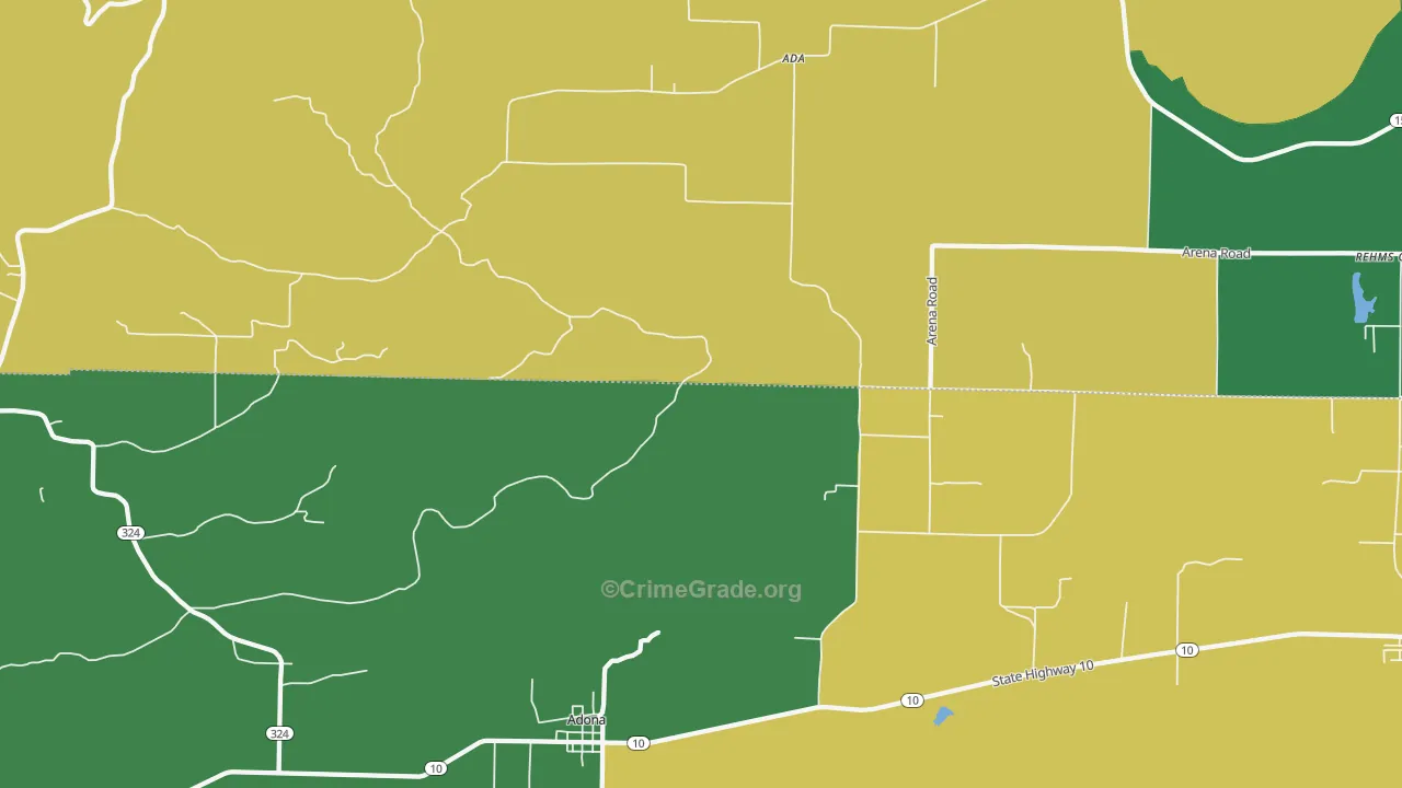 Adona, AR Map of Burglary Rates
