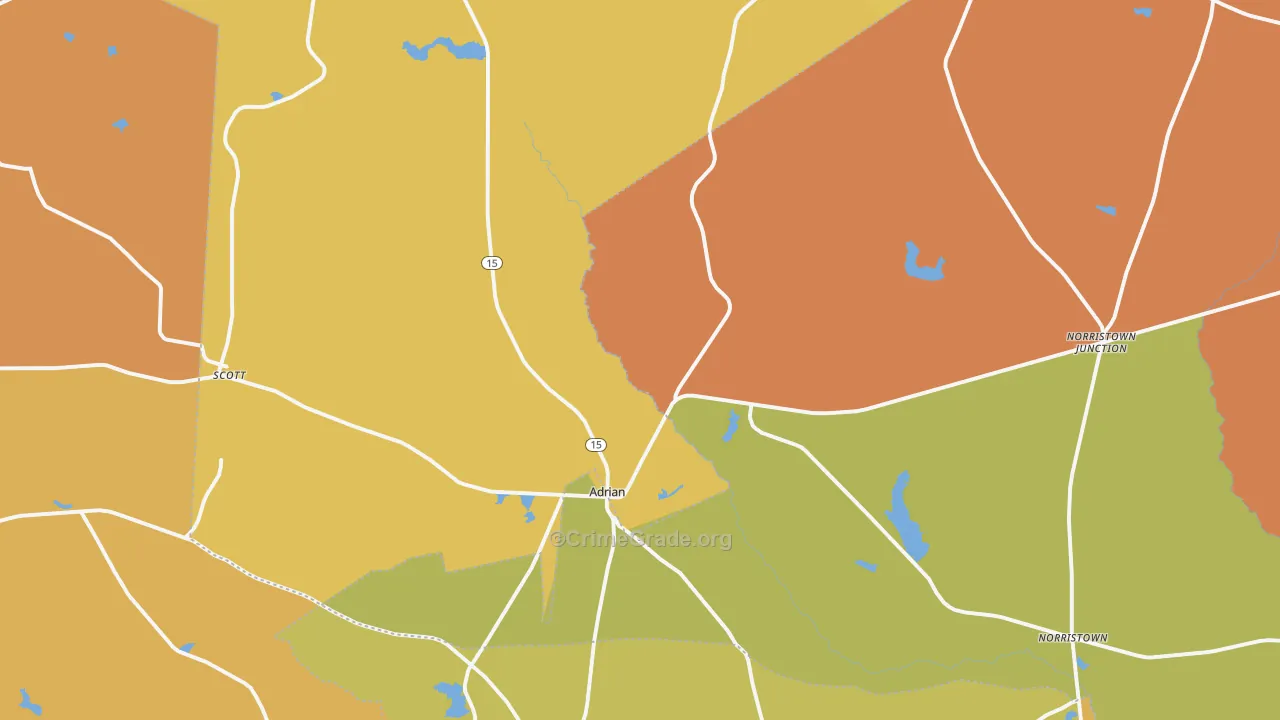 Adrian, GA Map of Burglary Rates