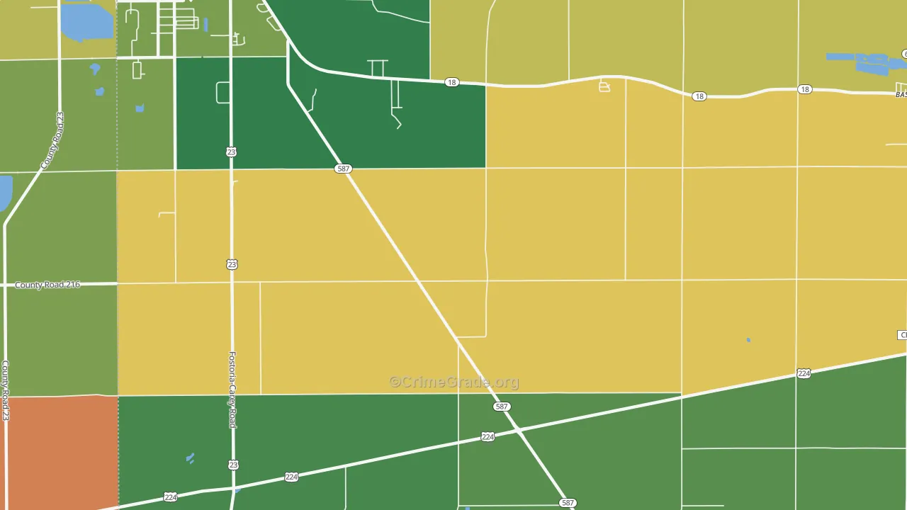 Adrian, OH Map of Burglary Rates