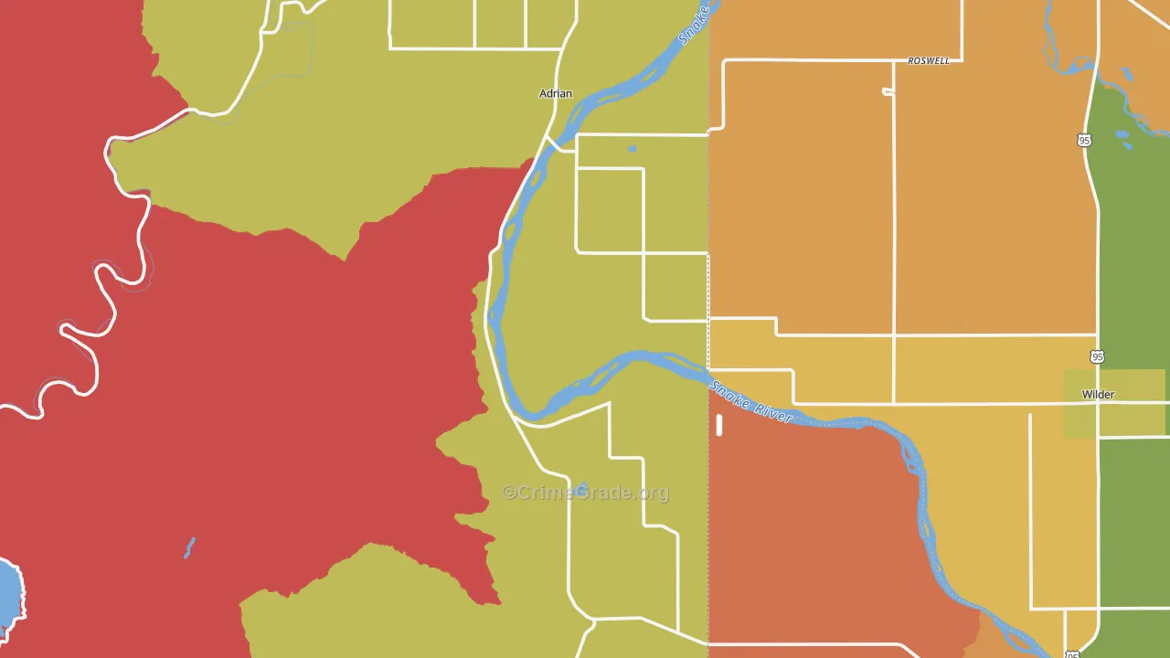 Adrian, OR Map of Burglary Rates