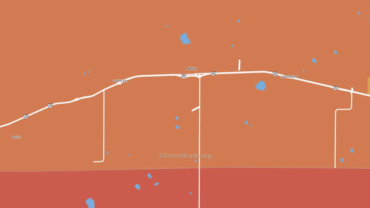 Adrian, TX Map of Burglary Rates