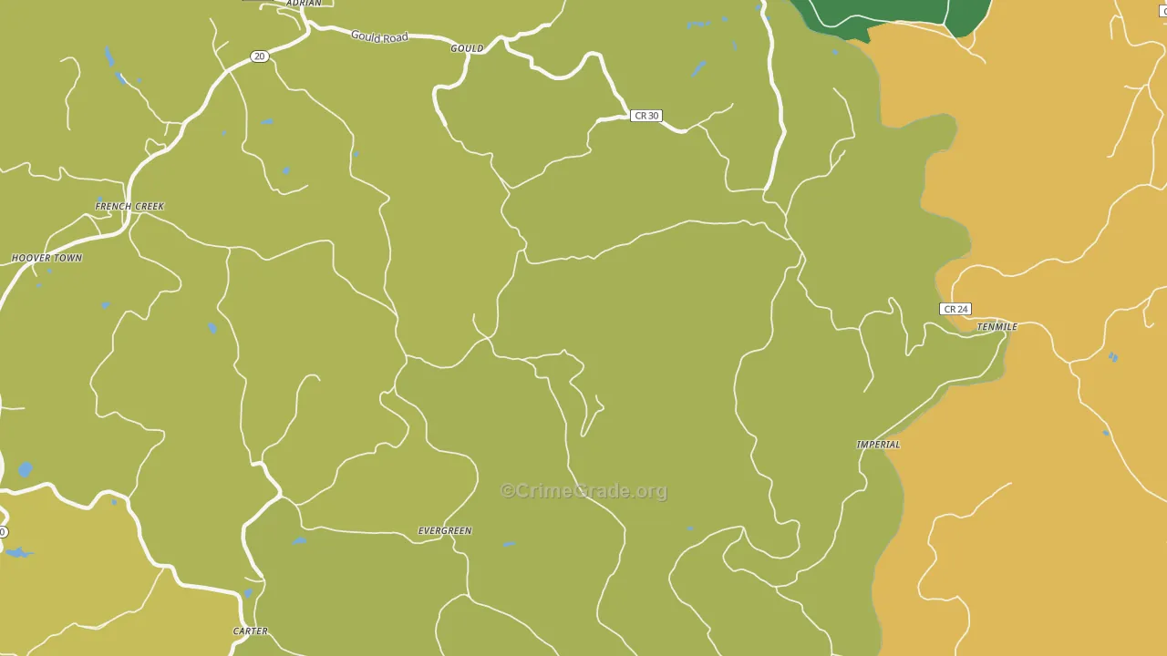 Adrian, WV Map of Burglary Rates
