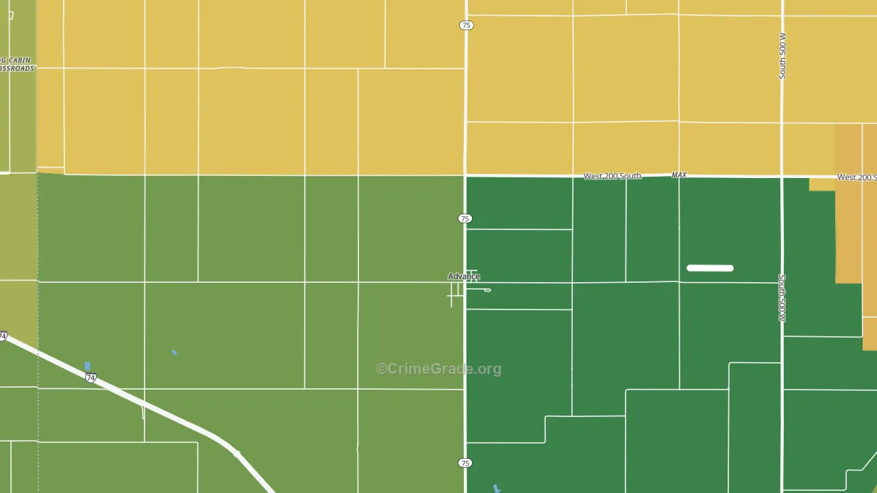 Advance, IN Map of Burglary Rates