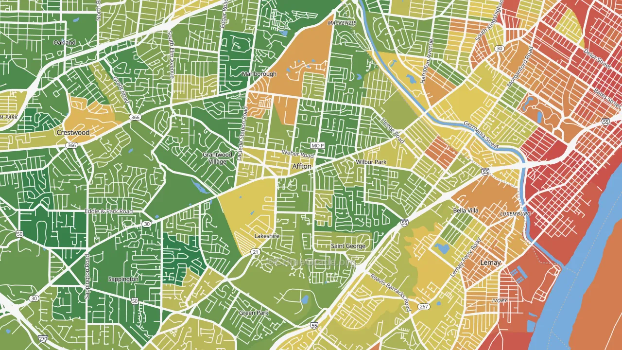 Affton, MO Map of Burglary Rates