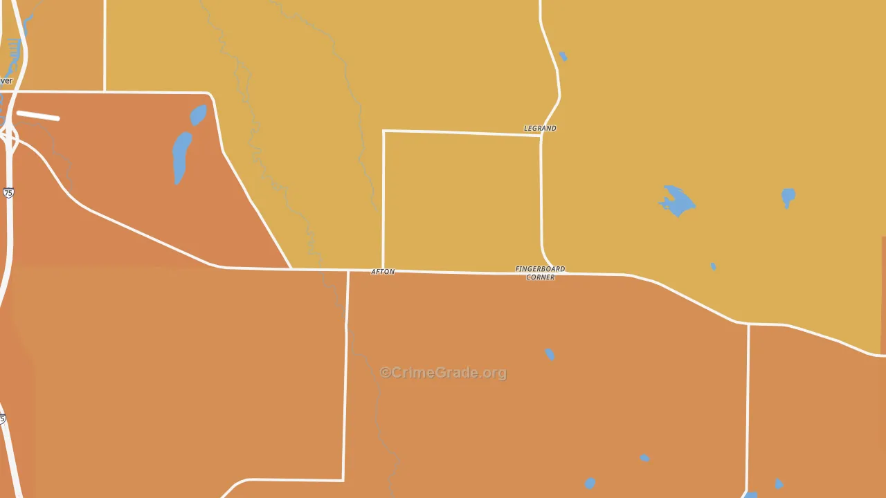 Afton, MI Map of Burglary Rates
