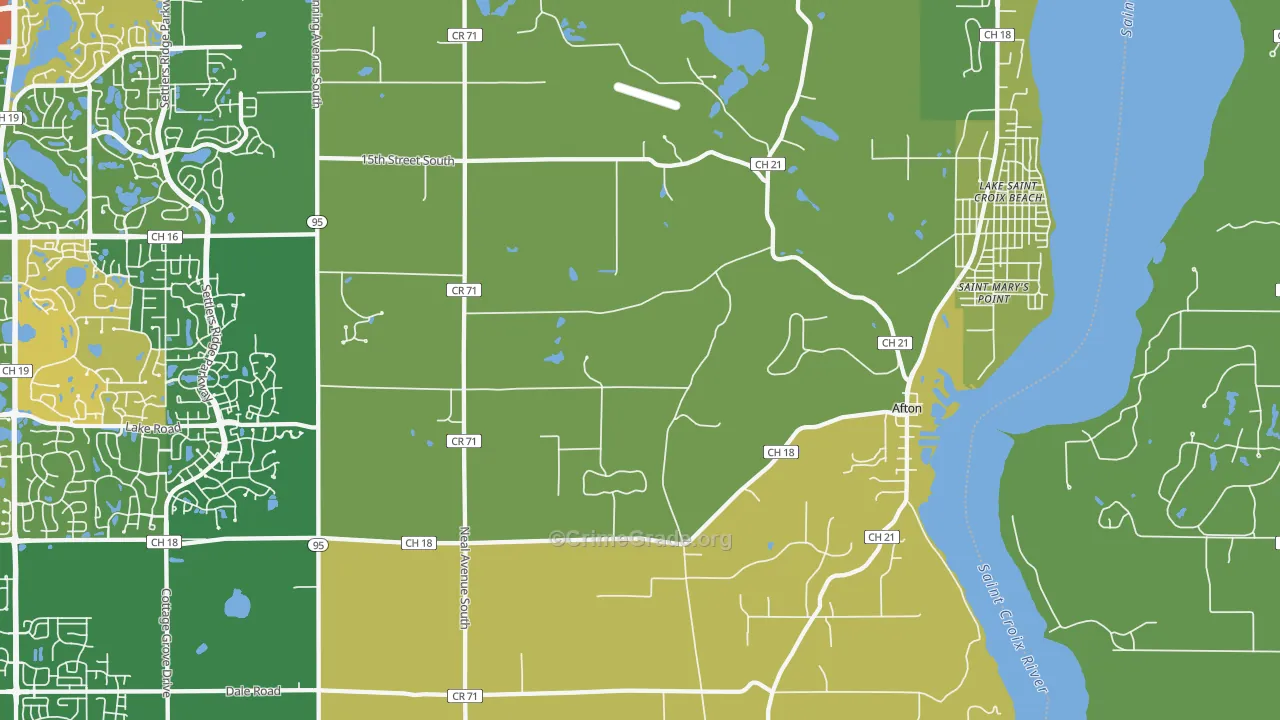 Afton, MN Map of Burglary Rates