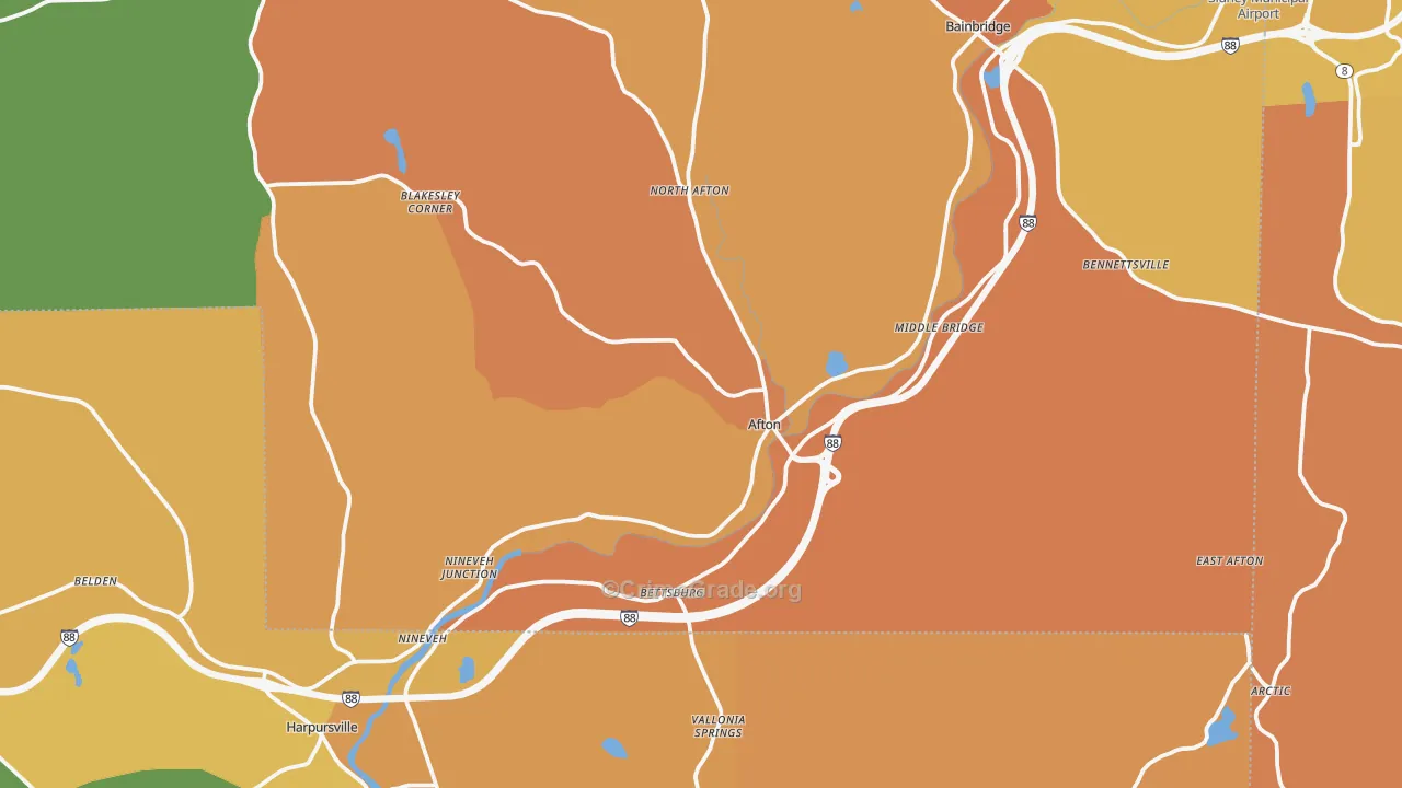 Afton, NY Map of Burglary Rates