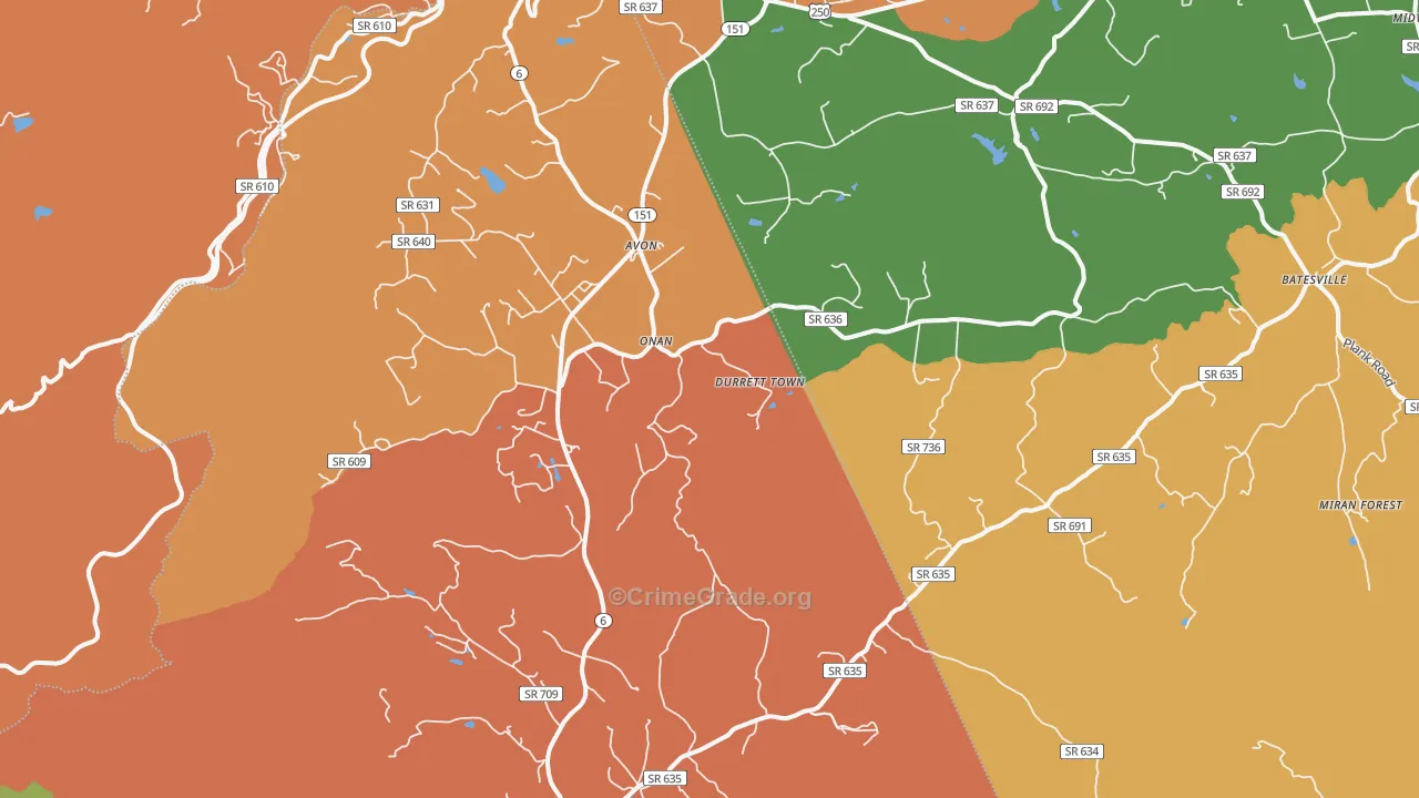 Afton, VA Map of Burglary Rates