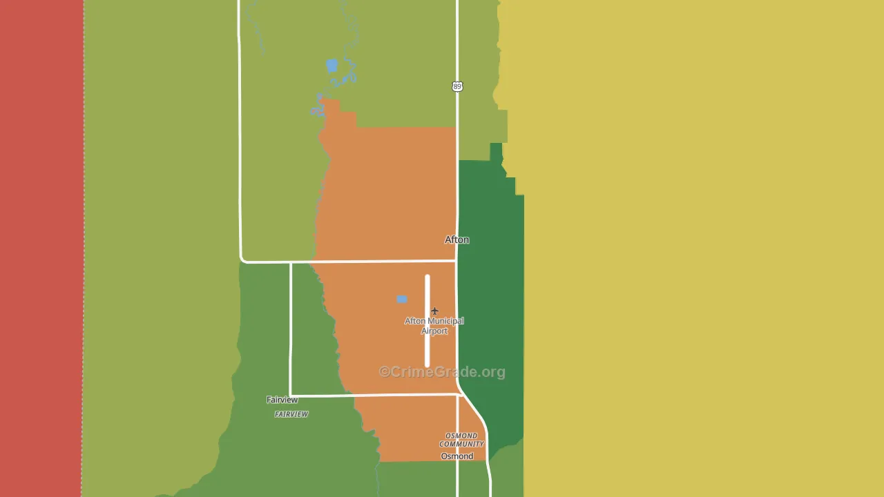 Afton, WY Map of Burglary Rates