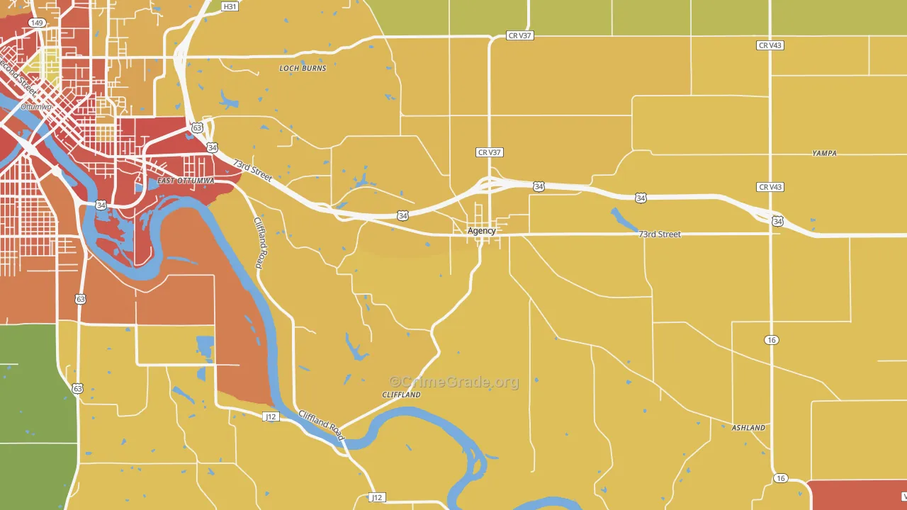 Agency, IA Map of Burglary Rates