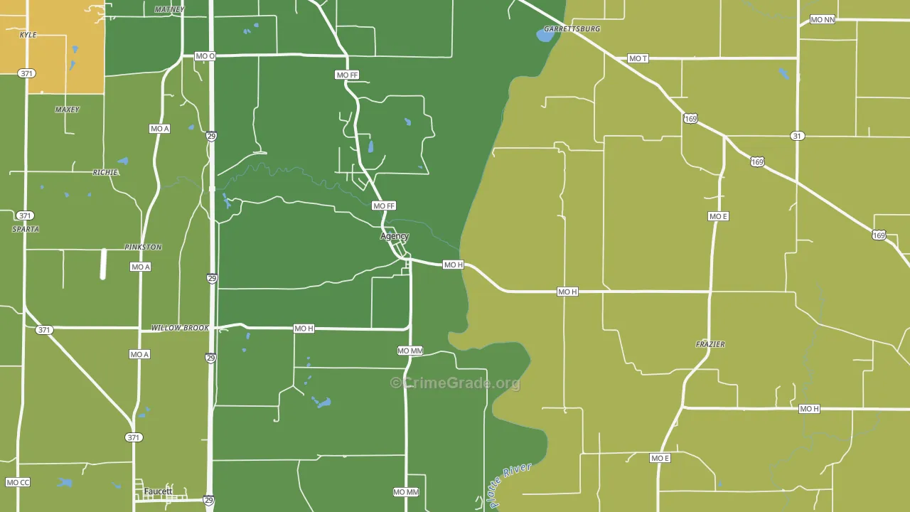 Agency, MO Map of Burglary Rates