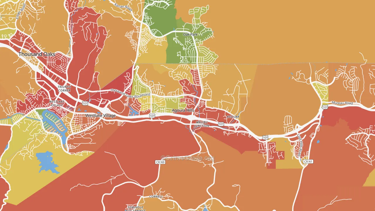 Agoura Hills, CA Map of Burglary Rates