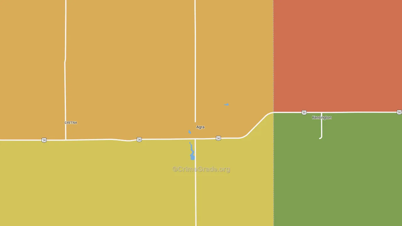 Agra, KS Map of Burglary Rates
