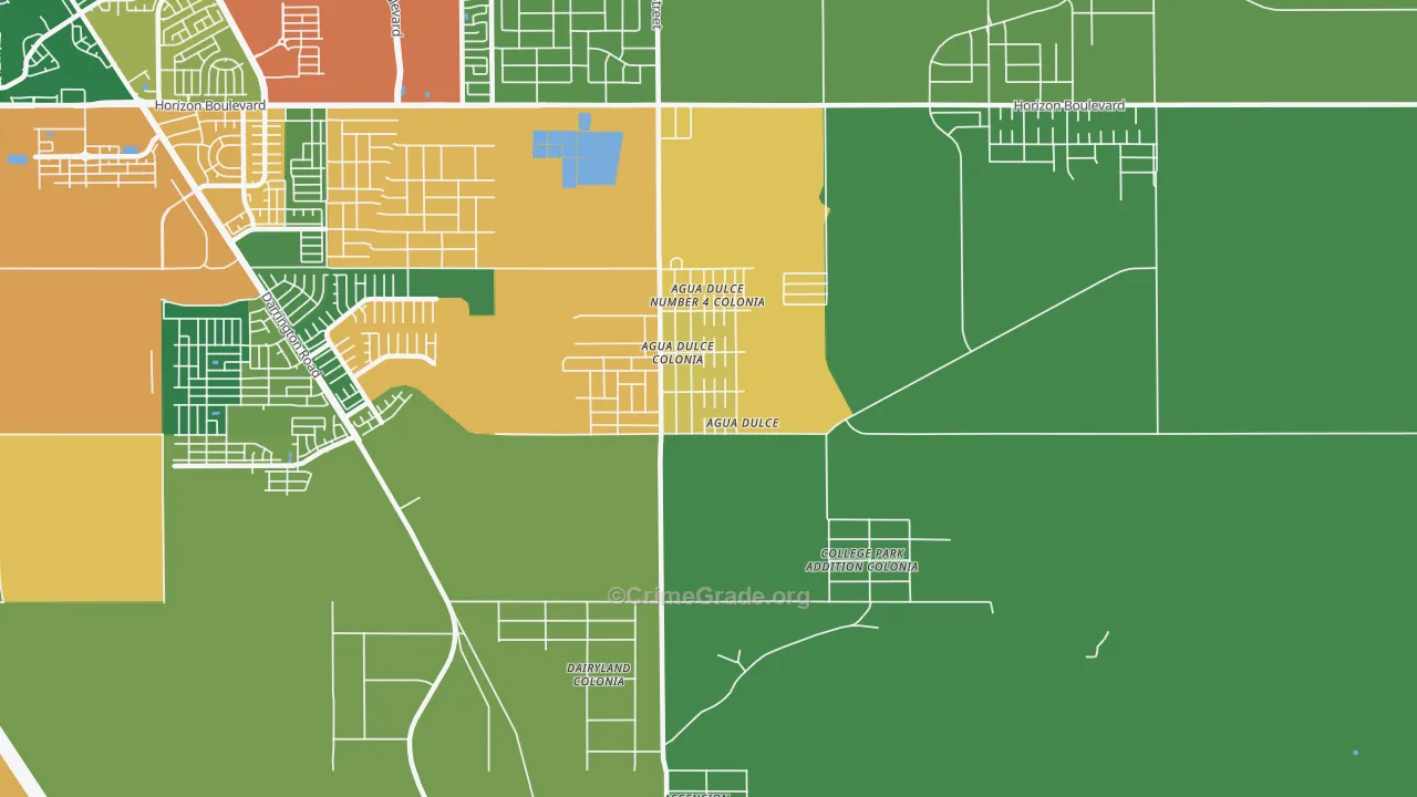 Agua Dulce, El Paso, TX Map of Burglary Rates