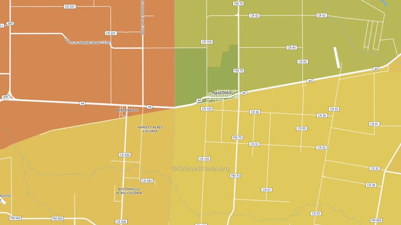 Agua Dulce, TX Map of Burglary Rates