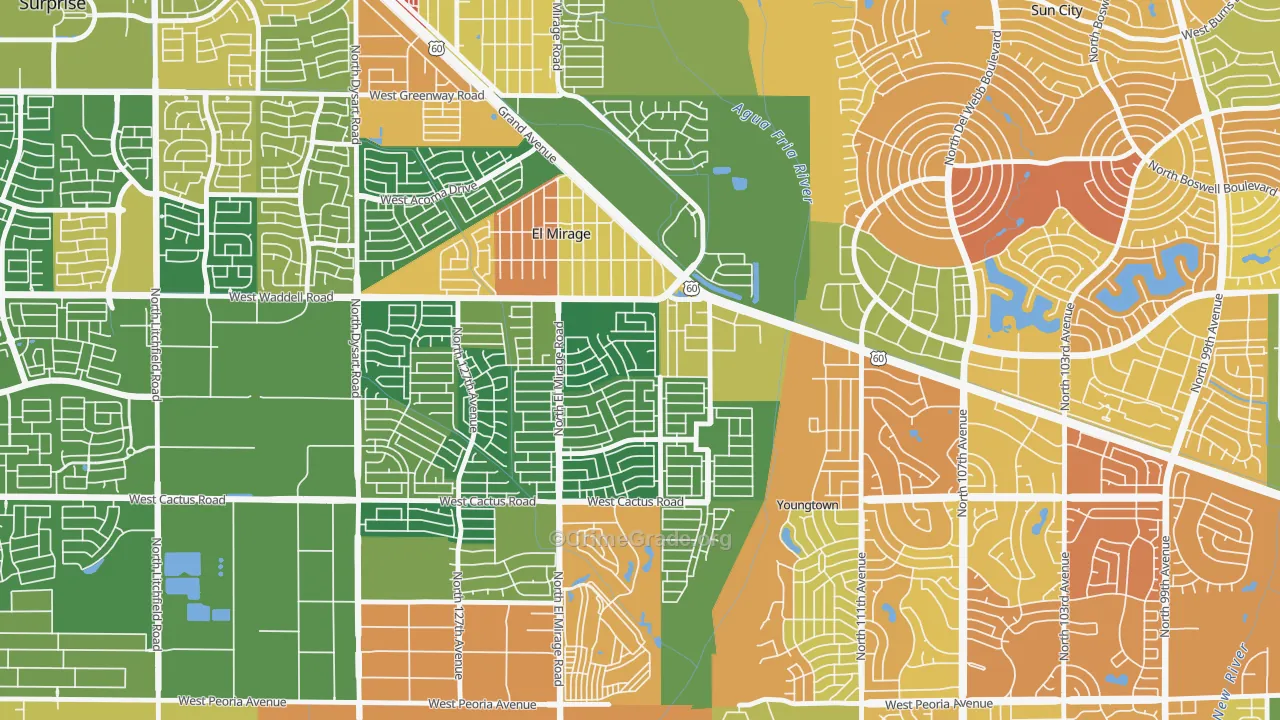 Agua Fria, El Mirage, AZ Map of Burglary Rates