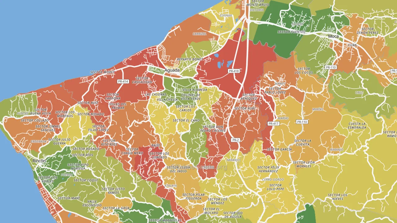 Aguada Municipio, PR Map of Burglary Rates
