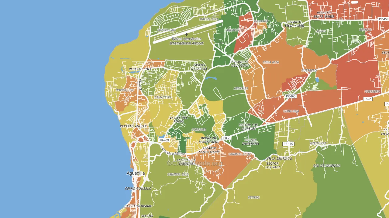 Aguadilla Municipio, PR Map of Burglary Rates