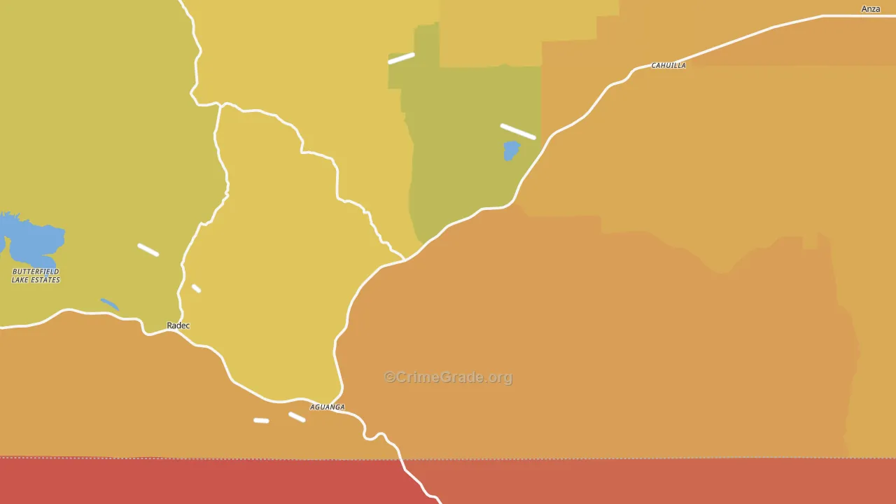 Aguanga, CA Map of Burglary Rates