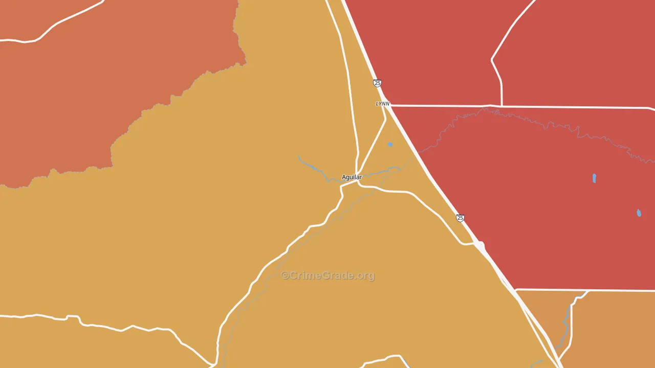 Aguilar, CO Map of Burglary Rates