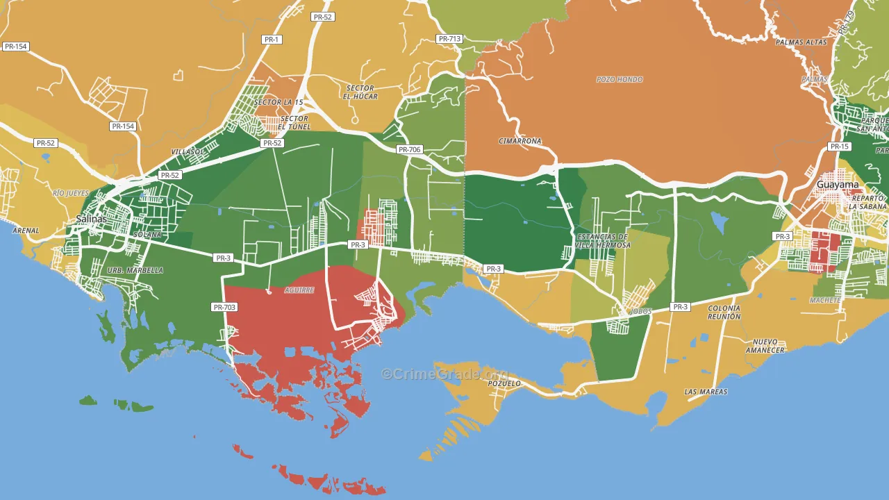 Aguirre, PR Map of Burglary Rates
