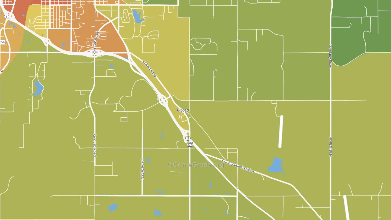 Ahloso, OK Map of Burglary Rates
