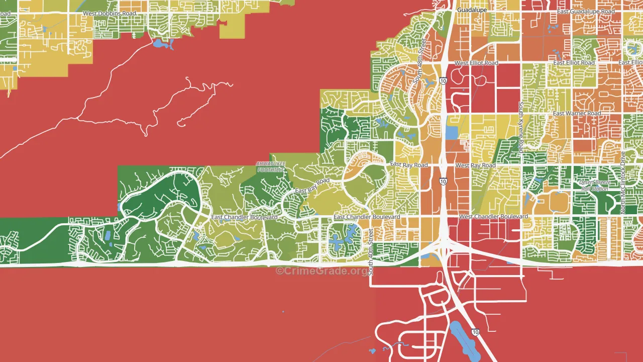 Ahwatukee, Phoenix, AZ Map of Burglary Rates