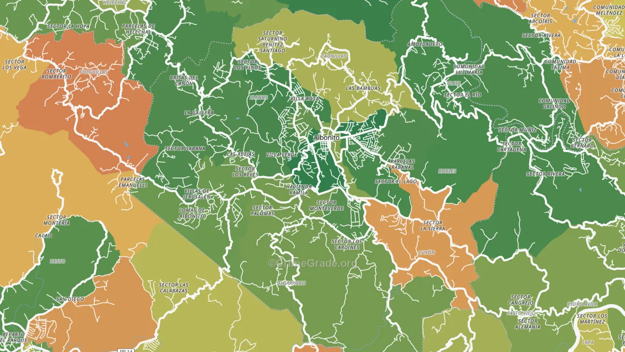 Aibonito, PR Map of Burglary Rates