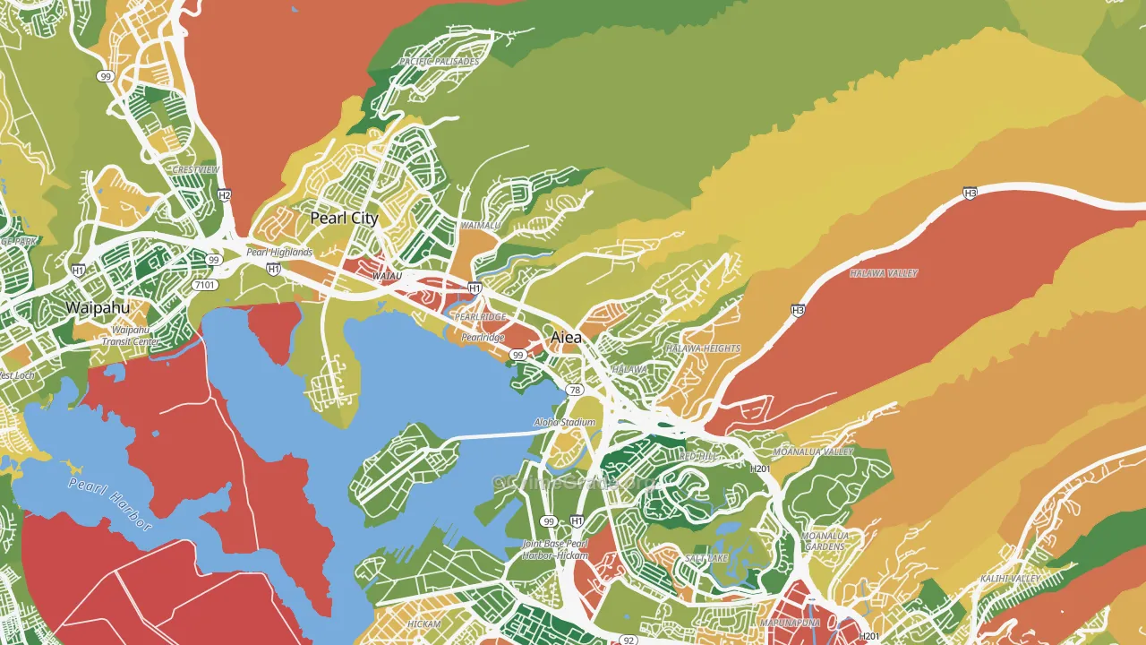 Aiea, HI Map of Burglary Rates