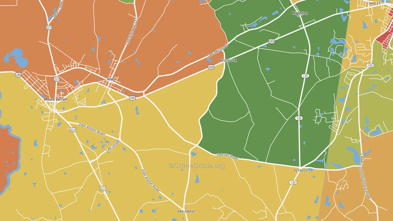 Ailey, GA Map of Burglary Rates